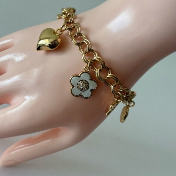 Luna Norte Toggle Brass 7 Charms Bracelet Gold Color W Mother of Pearl - Picture 8 of 10